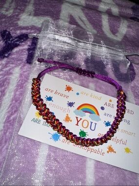 Rainbow Braided Adjustable Bracelet - Purple